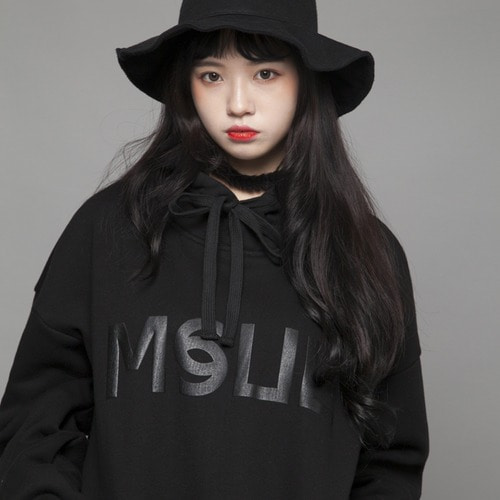 [MSUL] 로고 기모후드 티셔츠 : 블랙