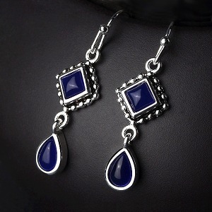 [마벨] 실버925 엔틱 귀걸이 시리즈 01 블루 드롭